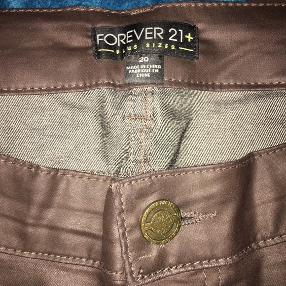 Forever 21 Plus Dark Brown Faux Leather Pants - Picture 3 of 6